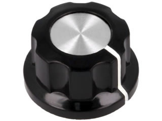 (19x)26mm Bakelite Flanged Knob - Silver
